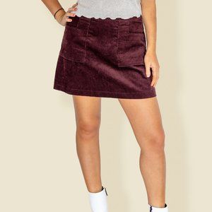 Brave Soul London Mini Cord Skirt in Eggplant
